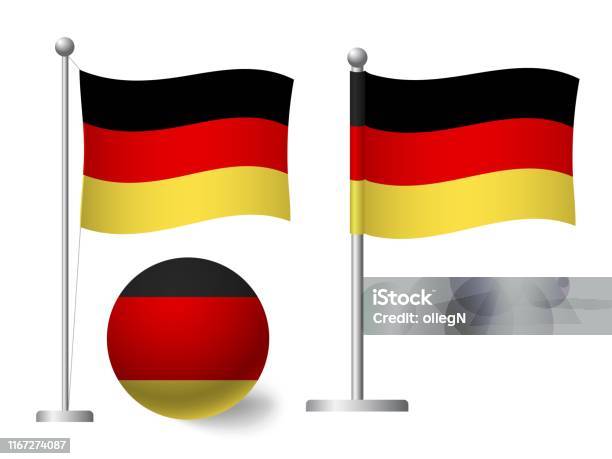 Deutschlandflagge An Mast Und Ballikone Stock Vektor Art und mehr Bilder  von Deutsche Flagge - Deutsche Flagge, Stab, Computergrafiken - iStock