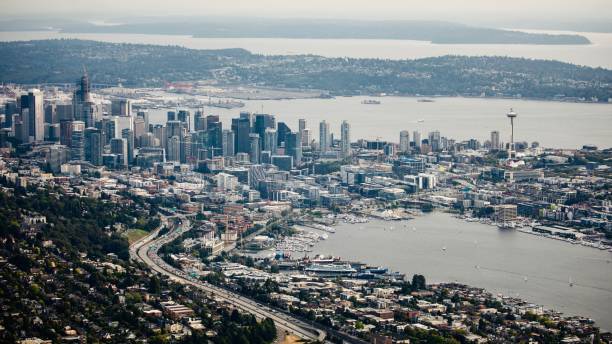 Bird’s view of Seattle downtown