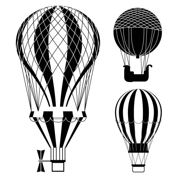 Classic hot air balloons or aerostats vector set Classic hot air balloons or aerostats vector set. Illustration of air hot balloon, travel flight transport ballast stock illustrations