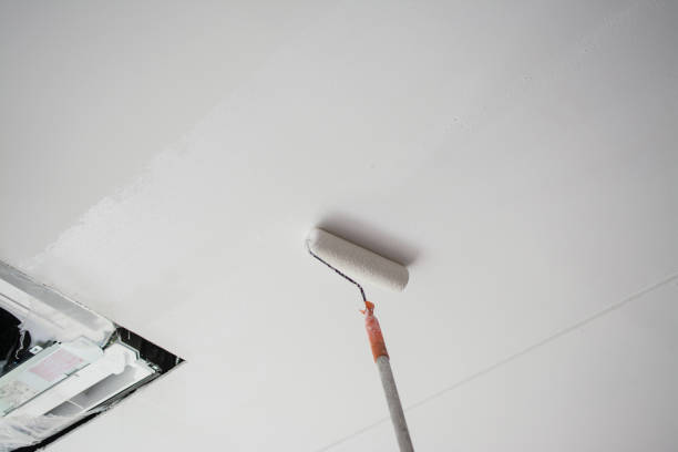 istock painting a white gypsum plaster ceiling with paint roller 1167291190