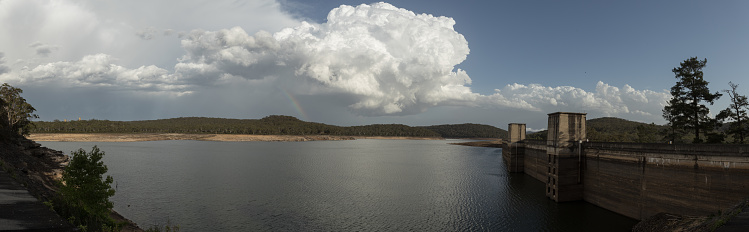 High resolution panoramic of Cordeaux Dam in New South Wales, Australia