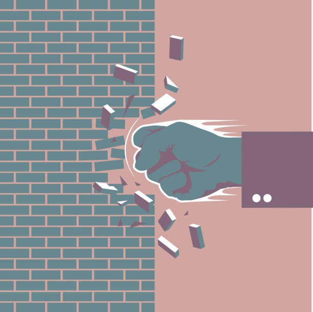 Breakthrough barrier Breakthrough barrier abhor stock illustrations