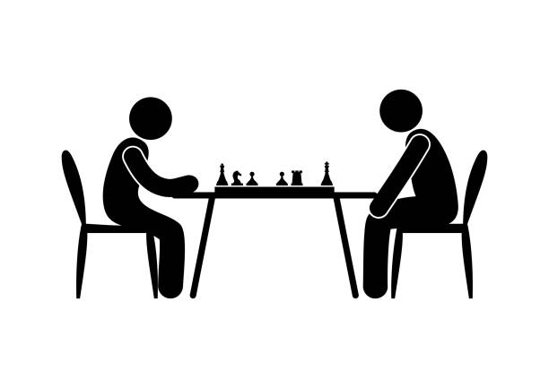 ilustrações de stock, clip art, desenhos animados e ícones de chess players icon, chess duel illustration - snooker table