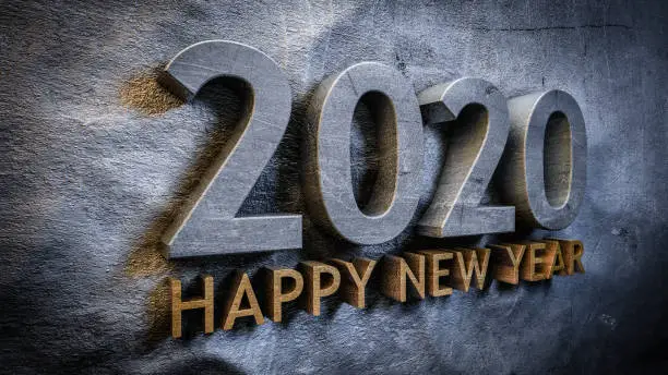 Happy new year 2020 concept in 3d