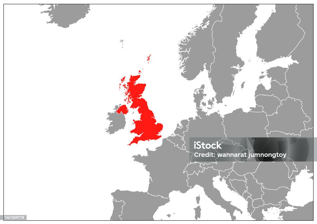 Gray Map England England Map On Gray Base Stock Illustration - Download Image Now ...