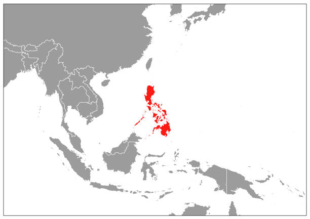 illustrazioni stock, clip art, cartoni animati e icone di tendenza di mappa delle filippine sulla base grigia - philippines map