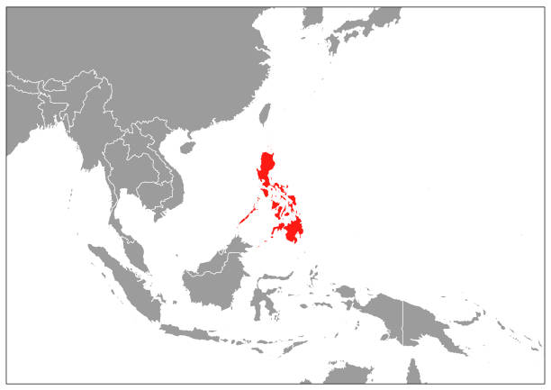 灰色のベース上のフィリピンの地図 - philippines map点のイラスト素材／クリップアート素材／マンガ素材／アイコン素材