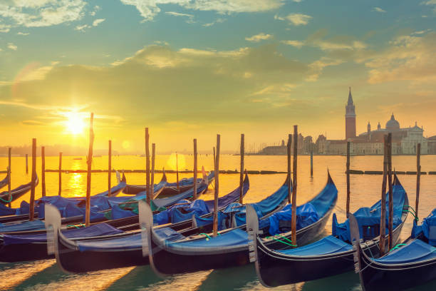 istock Gondolas in Venice at sunrise 1167311842