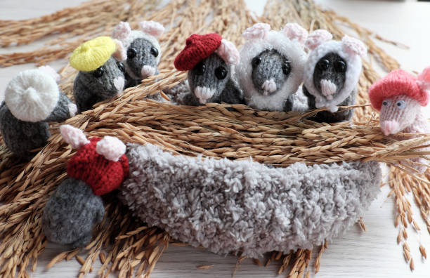 istock grey mice, tiny rats with sheaf of yellow paddy 1167319782