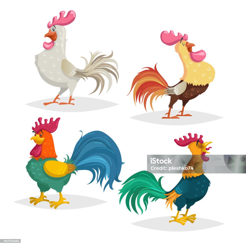 Ilustración de Lindos Gallos De Dibujos Animados Diferentes Razas Conjunto Pollas De Estilo Cómico Con Sombras Animales De Granja En Plano Con Degradados Simples Ilustraciones Vectoriales y más Vectores Libres de Derechos Ilustración de Lindos Gallos De Dibujos Animados Diferentes Razas Conjunto Pollas De Estilo Cómico Con Sombras Animales De Granja En Plano Con Degradados Simples Ilustraciones Vectoriales y más Vectores Libres de Derechos