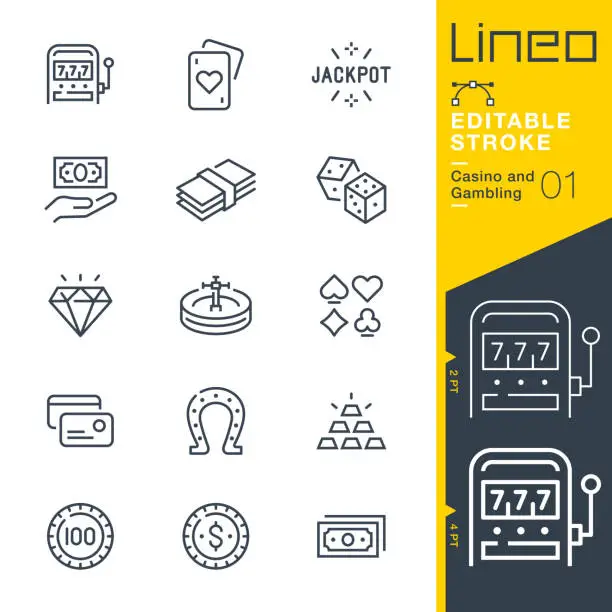 Vector illustration of Lineo Editable Stroke - Casino and Gambling line icons