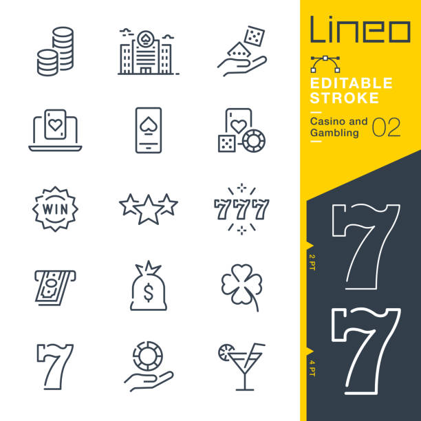 Lineo Editable Stroke - Casino and Gambling line icons Vector Icons - Adjust stroke weight - Expand to any size - Change to any colour gambling icon stock illustrations