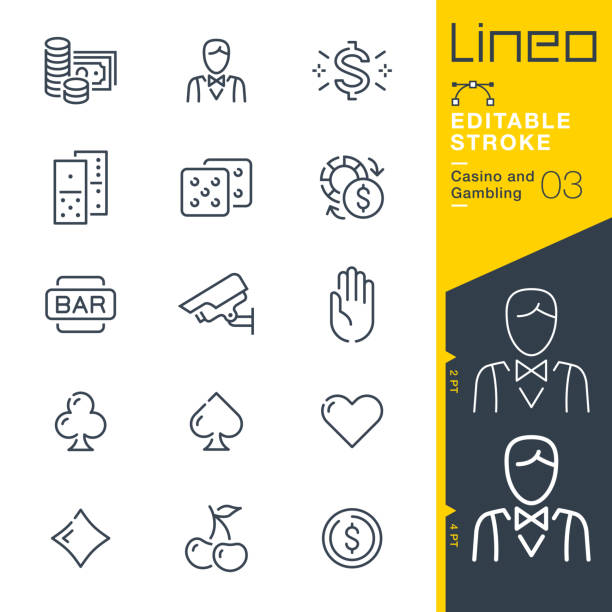 Lineo Editable Stroke - Casino and Gambling line icons Vector Icons - Adjust stroke weight - Expand to any size - Change to any colour gambling icon stock illustrations