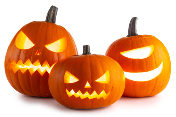 istock Halloween Pumpkins on white 1167328881