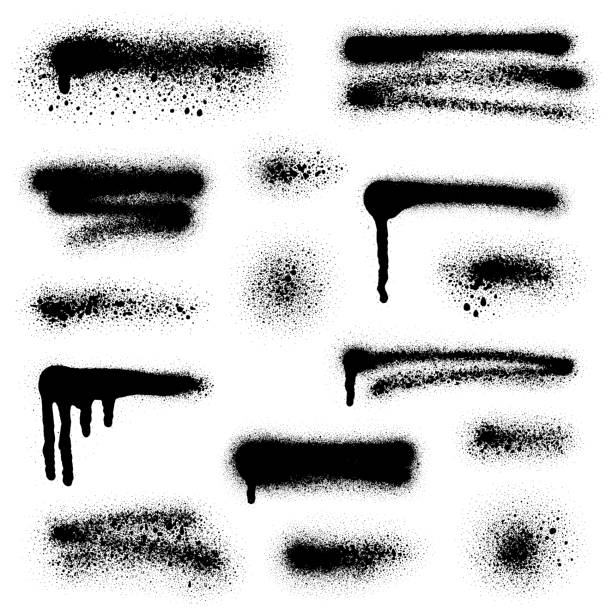 ilustrações de stock, clip art, desenhos animados e ícones de spray paint elements - blob black splattered spotted