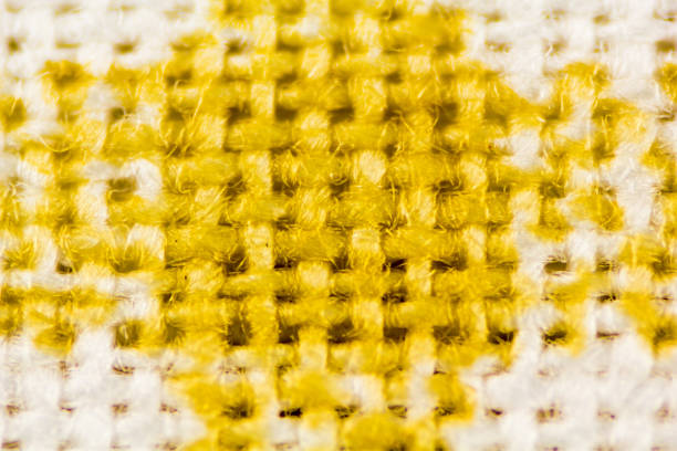 Close-up yellow and white Fabric Background Texture