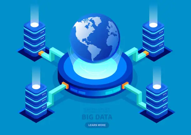 Vector illustration of Global big data network server.