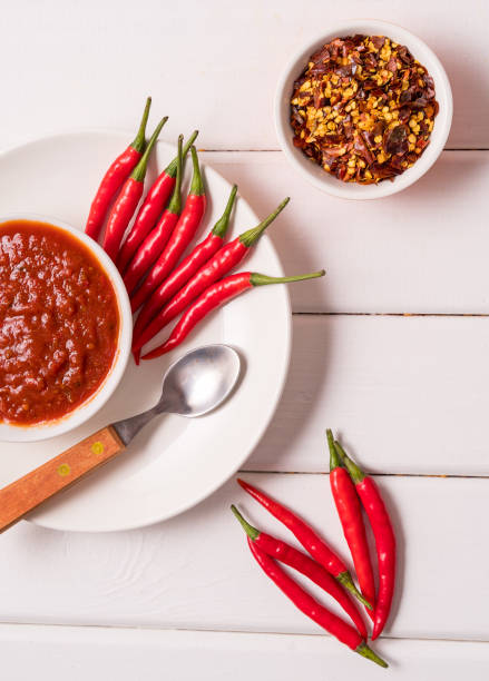 istock Homemade red Harissa Paste, chili pepper spices and fresh red chilli peppers. 1167333904
