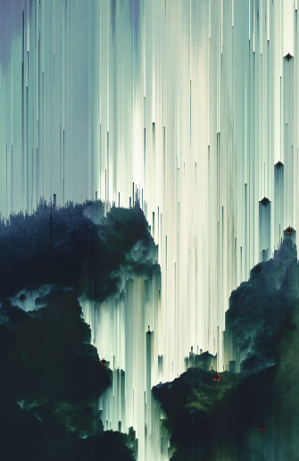 Surreal Background Art Poster. Pixel Sorting Technique