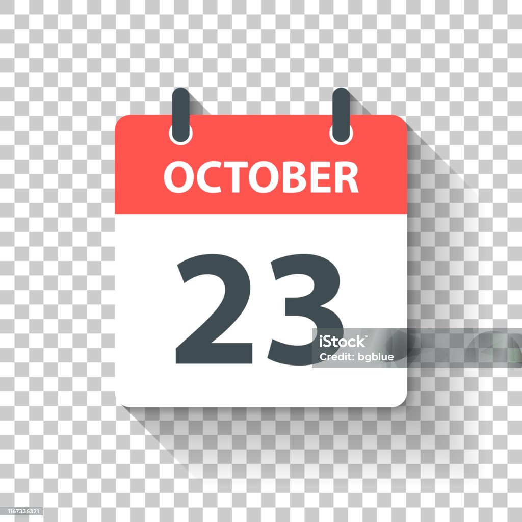 October 23 Daily Calendar Icon In Flat Design Style Stock Illustration