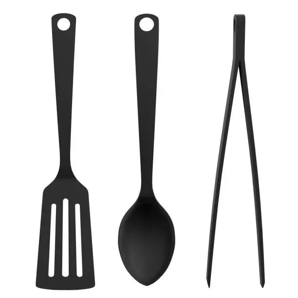 3D rendering illustration of three kitchen tools set