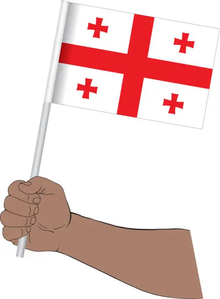 Vector illustration of Hand holding national flag of Georgia