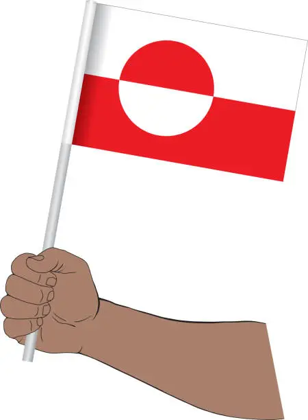 Vector illustration of Hand holding national flag of Greenland