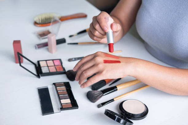 istock Elegant female Beauty blogger showing testing beauty cosmetic using product makeup tutorial cosmetics and sale product 1167347115
