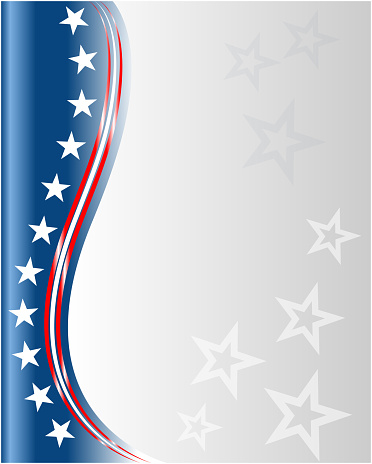 American flag symbols background frame border with stars and clear blue space for your text, for cards, posters, covers.