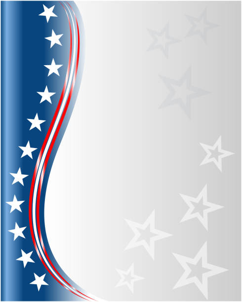 Abstract American flag wave pattern background frame. American flag symbols background frame border with stars and clear blue space for your text, for cards, posters, covers. patriotism stock illustrations