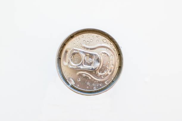 istock Beer can top view with drops of water on it. 1167351352