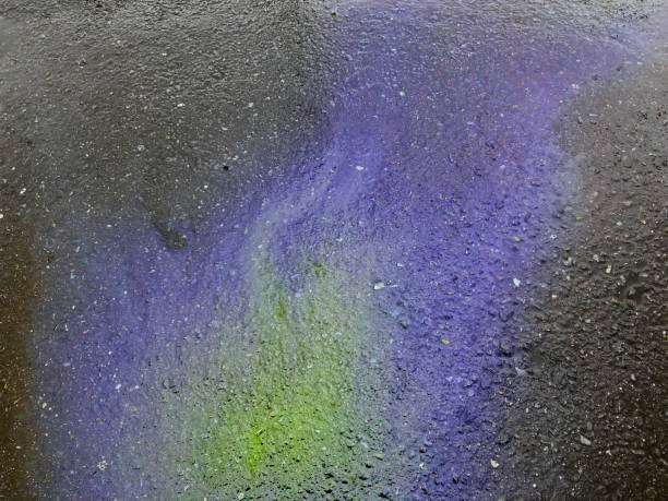 Oil spill on asphalt road