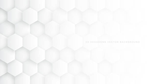 illustrazioni stock, clip art, cartoni animati e icone di tendenza di tech 3d vector hexagon blocca lo sfondo bianco - esagono