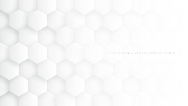 기술 3d 벡터 육각블록 흰색 배경 - 육각형 stock illustrations