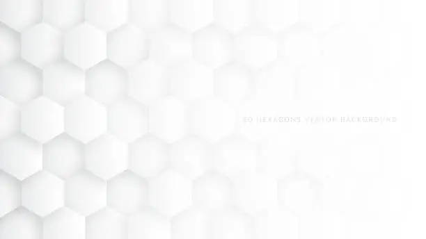 Vector illustration of Tech 3D Vector Hexagon Blocks White Background