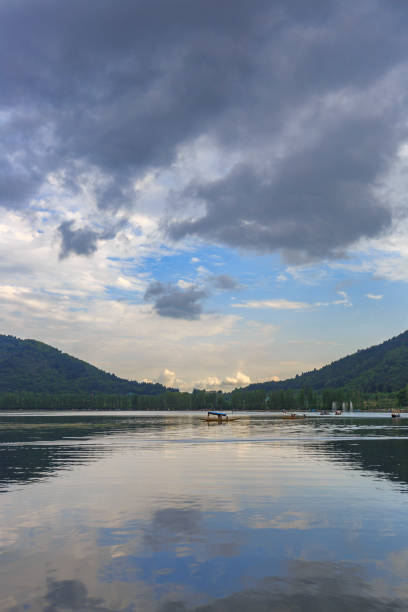 Scenic view of Dal lake, Jammu & Kashmir, India tourists enjoying boating in Dal Lake, Jammu and Kashmir, india lake nagin stock pictures, royalty-free photos & images