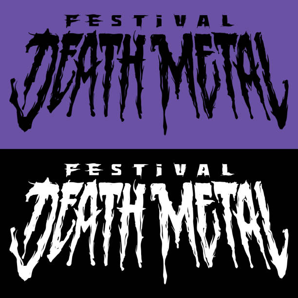 death-metal-festival-schriftzug - heavy metal stock-grafiken, -clipart, -cartoons und -symbole