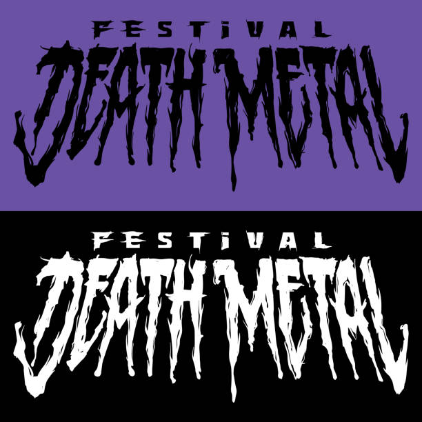 illustrations, cliparts, dessins animés et icônes de lettrage de festival de death metal - heavy metal