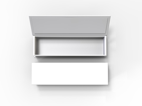 White blank hard cardboard book box mock up template branding, 3d illustration.