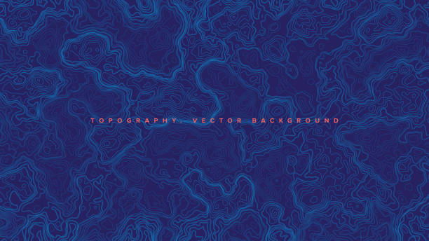 ilustrações de stock, clip art, desenhos animados e ícones de blue topographic contour map vector abstract background - bottom sea