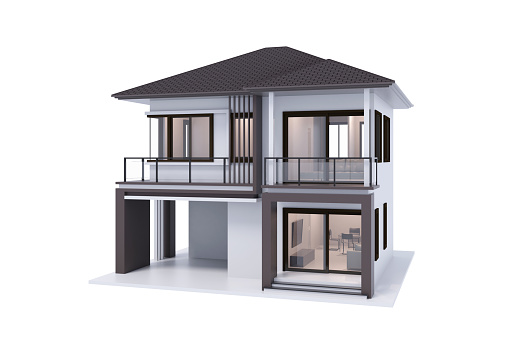 house 3d rendering isolate on white background.