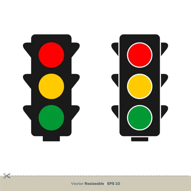 светофор вектор шаблон иллюстрация дизайн. вектор eps 10. - road signal stock illustrations