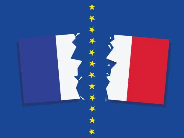 Vector illustration of EU European Union France political relationship