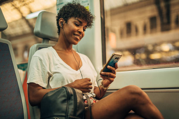 istock Pretty woman in train 1167375231