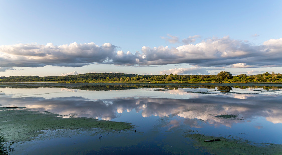 lake waterscape in pennsylvania with clouds