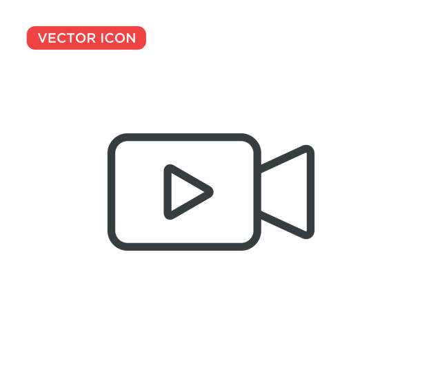 ilustrações, clipart, desenhos animados e ícones de vídeo camera play icon ilustração vetorial design - equipamento de gravação de som