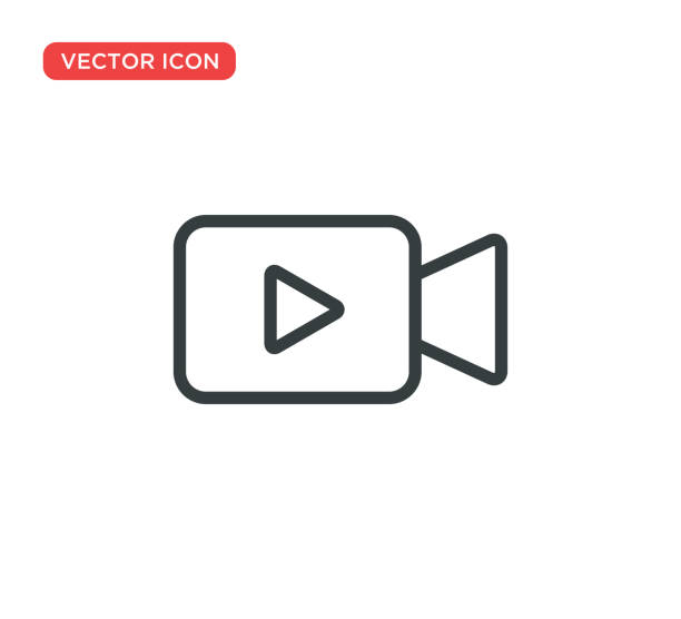 Video Camera Play Icon Vector Illustration Design Video Camera Play Icon Vector Illustration Design projection equipment photos stock illustrations