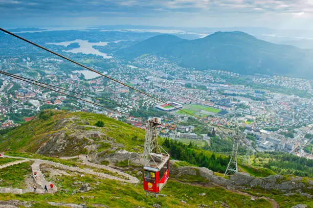 Photo of Beautiful view with Ulriken Cable in Bergen, Norway