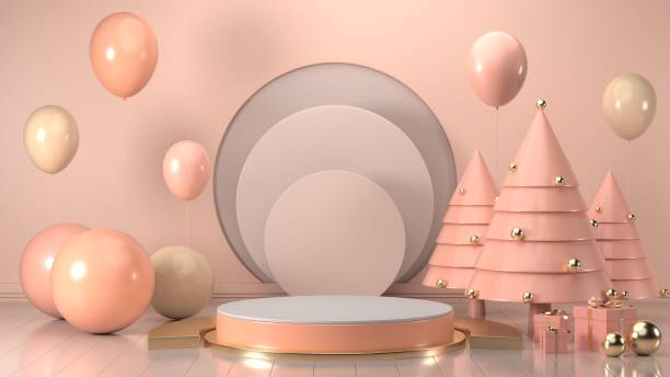 istock 3d render image of christmas gift box decorate on podium pink pastel background. 1167389642