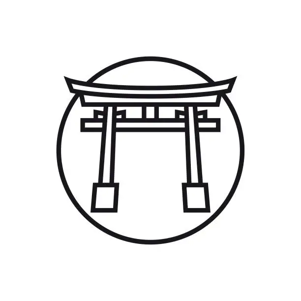 Vector illustration of Vector Torii - Outline Icon